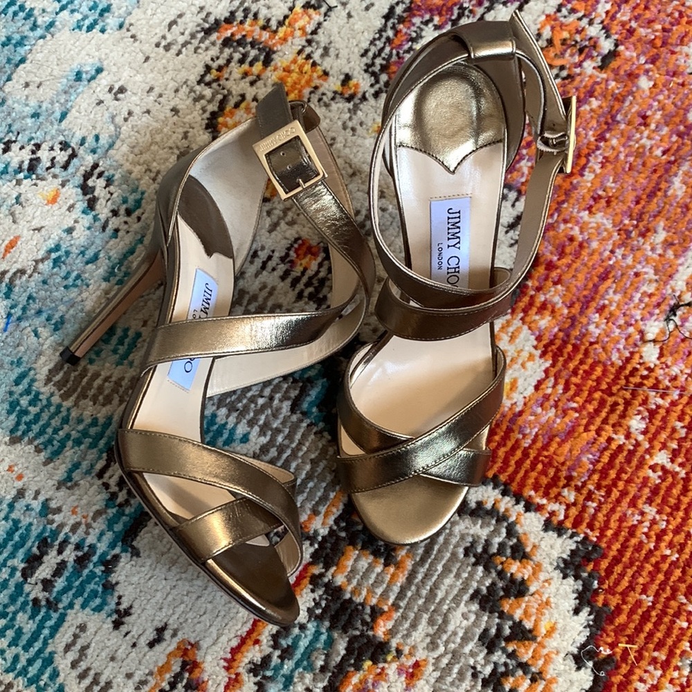 Jimmy Choo vintage gold strapy sandal size 37 US 6.5